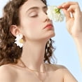 thumbnail image 4 of 3D Large Flower Earrings for Women Chic Petal Statement Earrings Bohemian Elegant Plated Big Alloy Metal Flower Earrings, 4 of 13