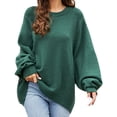 thumbnail image 1 of Gibobby SuéTer De Invierno Para Mujer Suéter informal holgado para mujer, cuello redondo, manga larga, color sólido, tejido de punto(Verde,CH), 1 of 4