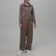 thumbnail image 1 of Conjunto de sudadera con media cremallera y pantalón de pierna ancha para mujer Cómodo traje de chándal de color sólido, 1 of 7