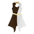 thumbnail image 3 of YIZYIF Womens Cutout Back Worship Praise Dance Costume Dress Sleeveless Contrast Color Irregular Hem Dress Dancewear A Brown&White XXL, 3 of 5