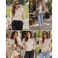 thumbnail image 6 of QUALFORT Women’s Crew Neck Pullover Sweater, Soft Lightweight Long Sleeve Knit Top, Beige, Size XL, 6 of 7