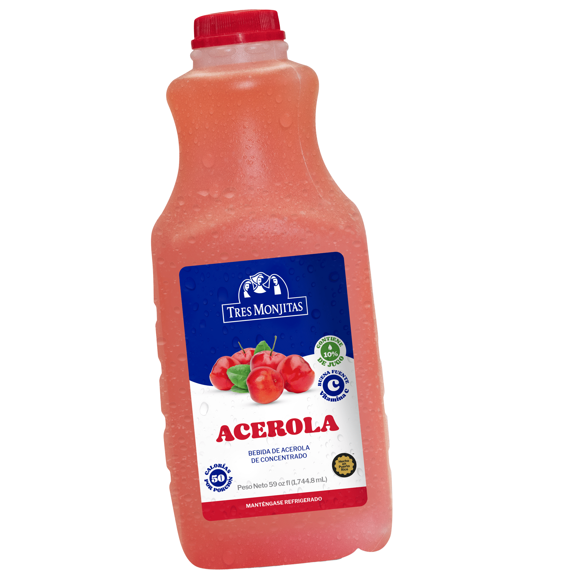 Tres Monjitas Smooth Acerola Juice Drink 59 oz fl, Plastic Bottle Refrigerated