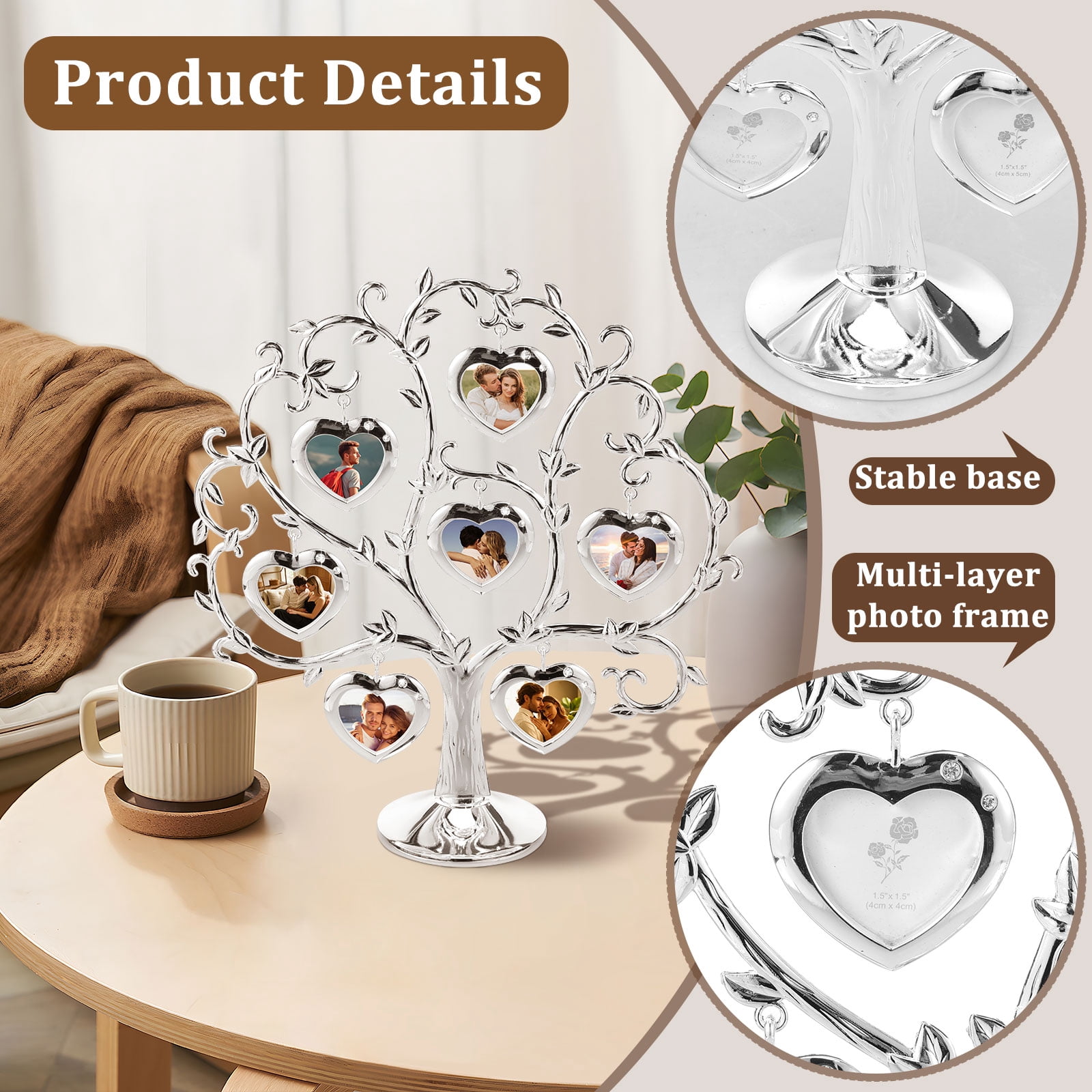 Keyohome Photo Frame Family Tree Metal Family Tree Photo Frame Tree Shape Display Rich Multi Picture Frame Tree Free Combination Photo Picture Tree Displays for Home Wedding Decor