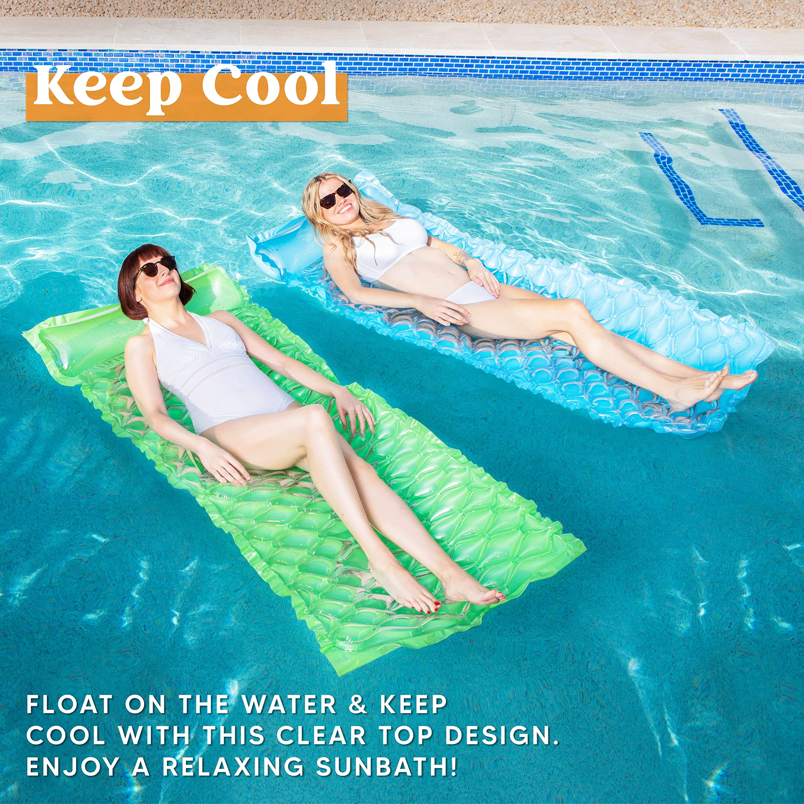 Joyfy 2 Packs Inflatable Pool Mat Float for Adult, Swimming Pool Lounge Float Pool Mat Float Raft Lounge