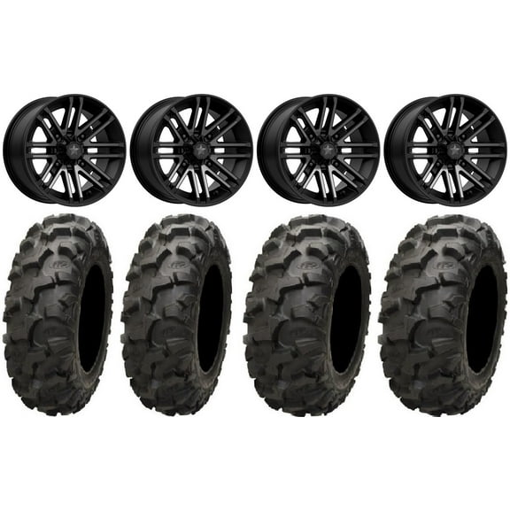 MSA Black Rogue 14" UTV Wheels 28" Blackwater Tires Kawasaki Teryx Mule