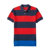 Ralph Lauren Boys Striped Cotton Mesh Polo Shirt, Casino Red Multi - Size 6