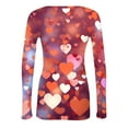 thumbnail image 4 of Valentine's Day T-Shirt for Women Long Sleeve Crewneck Heart Pattern Stretch Rib Knit Slim Fit Basic Tees 2026 Casual Outfits Saffron XL, 4 of 6