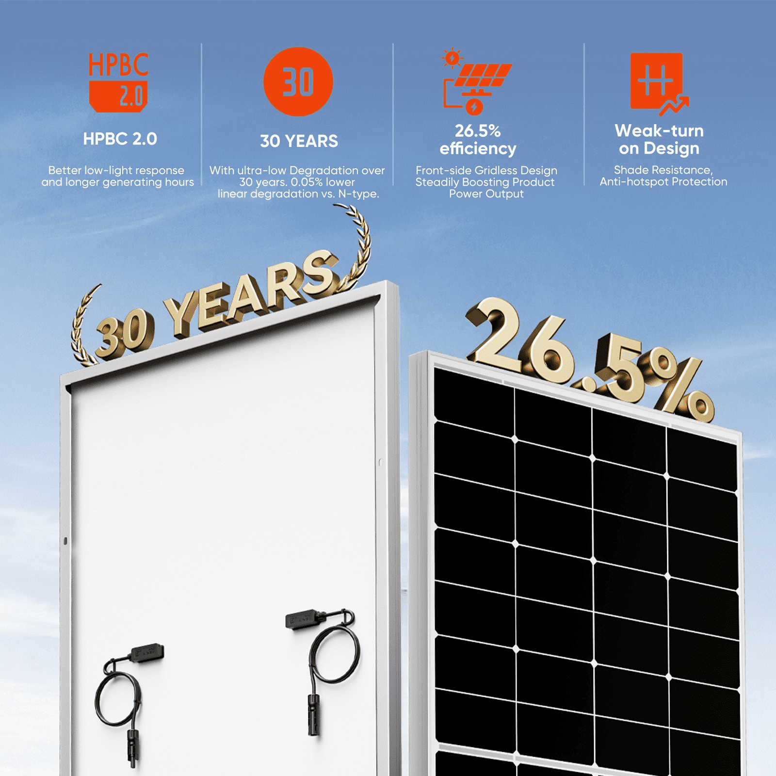 WERCHTAY 300W 12V Monocrystalline Solar Panel for RV, Home, Camping, Caravan, Boat and off-Grid Power Systems
