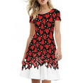 thumbnail image 4 of FKELYI Red Short Sleeve Dress Lightweight Valentine's Day Dresses for Women Knee Length Soft Love Heart Twirl Swing Dresses Size 2XL, 4 of 5