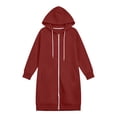 thumbnail image 6 of yillto Womens Long Jacket Hoodie Sweatshirts Full Zip up Comfy Warm Fashion Fall Casual Coats with Pockets, 6 of 7