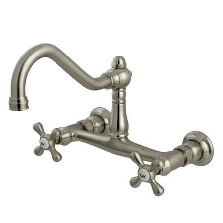 Kingston Brass KS3248AX Vintage Wall Mount Bathroom Faucet, Brushed Nickel