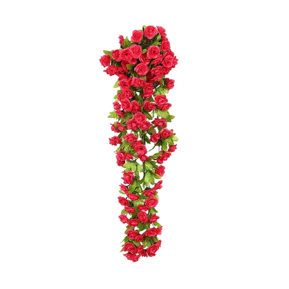 Purowzwe Outdoor Faux Hanging Flowers, Faux Silk Small Rose Wreath Anti-UV, 33.46" Hanging Plants Porch Garden St. Patrick's Day Decor, Rabbit Wall Hanging Basket Alternative