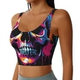 thumbnail image 2 of KLL Colorful Skull for Workout Tank Tops for Women,U Back Fitness Top Built in Shelf Bras Padded Fit for Yoga Gym-X-Large, 2 of 8