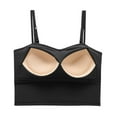 thumbnail image 4 of Wang6 Women Cropped Spaghetti Strap Camisole Ribbed Sleeveless Cami Tank Tops Causal Stretchy 2 Straps T Shirts Undershirts Black M, 4 of 5