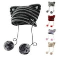 thumbnail image 5 of Weikingp Clearance! Beanies Hats Men, Women Cat Ear Hat with Pom Poms Star Accessories Goth Crochet Knitted Slouchy Skully Caps Alt Clothes, Beanie for Women, Baby Beanie Dark Gray, 5 of 9
