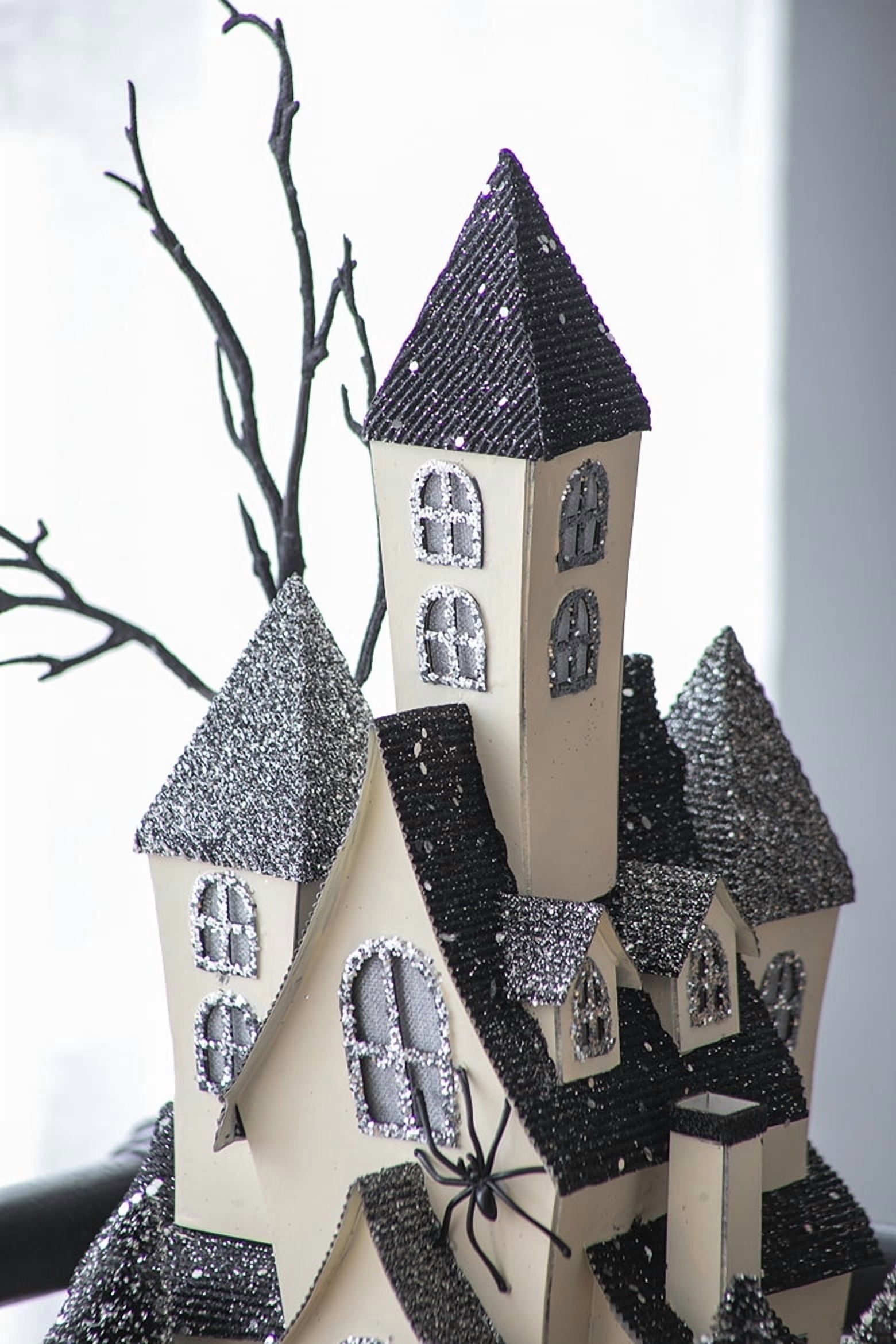 Lighted Cardboard Haunted House Halloween Decor 10x8.3x13.5 Inch Tabletop Shelf Display Centerpiece