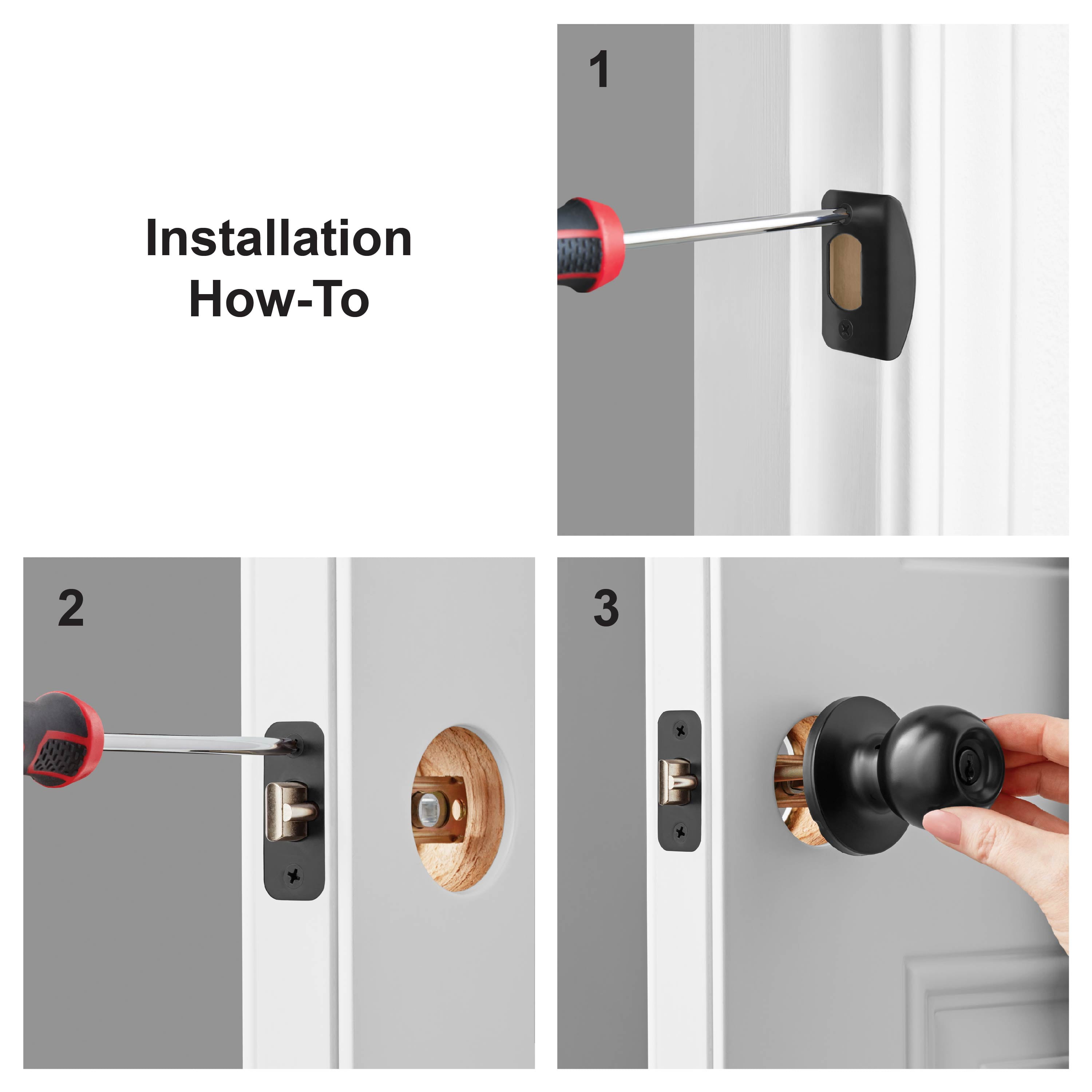 (4 pack) Hyper Tough Keyed Entry Ball Locking Doorknob Matte Black Finish