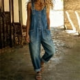 thumbnail image 5 of ClodeEU Women's Wide Leg Denim Bib Overalls,Casual Loose Baggy Jumpsuit with Pockets Blue,Women's Plus XXL, 5 of 7