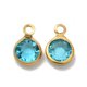 thumbnail image 1 of Ion Plating(IP) 304 Stainless Steel with Glass Charms Real 18K Gold Plated Faceted Flat Round Cyan 9.5x6.5x2mm Hole: 1.5mm, 1 of 3