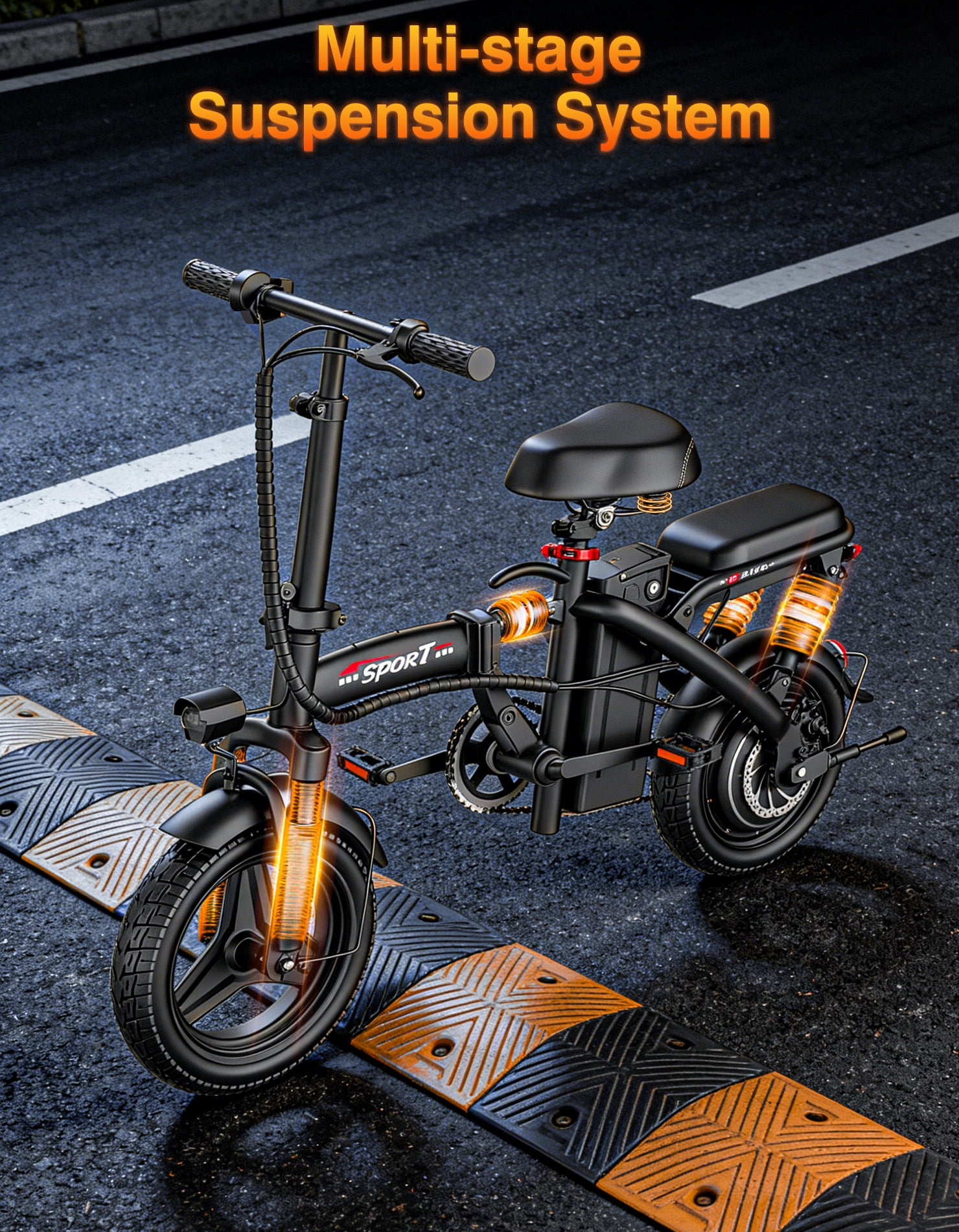 AZHAR Electric Bike for Adults, 500W Motor Folding Mountain Bike 14" , 25 Mph 30 Miles, 48V 15Ah Removable Battery, UL 2849