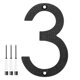 thumbnail image 1 of Uxcell 1-Pack Números de Casa Flotantes Modernos para Exterior, Números de Dirección Grandes en ABS Negro Mate de 5 Pulgadas con Kits de Clavos [Dígito 3], 1 of 7