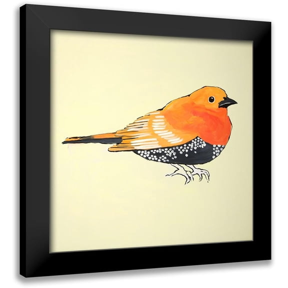 Atelier B Art Studio 12x12 Black Modern Framed Museum Art Print Titled - LITTLE ORANGE BIRD ILLUSTRATION
