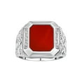 thumbnail image 1 of RYLOS Men's Rings 14K White Gold Ring With Diamonds and RED QUARTZ Set in Designer Nugget Style Rings For Men Size 8, 1 of 8