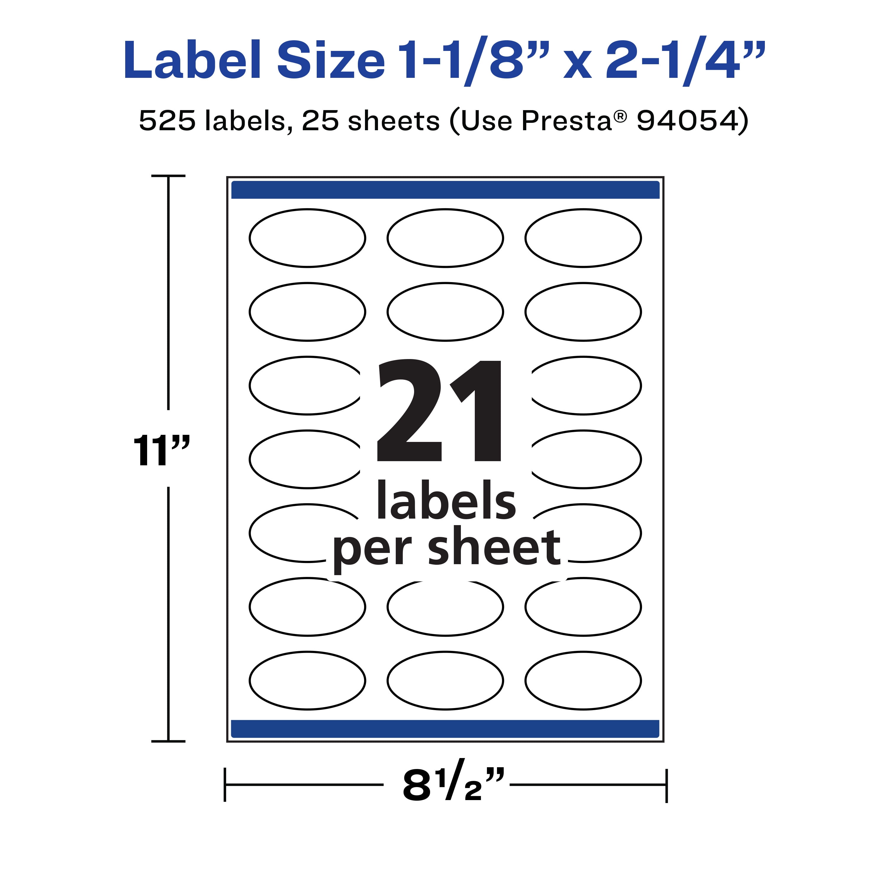 Avery 1-1/8" x 2-1/4" Waterproof Oval Labels, 525 Labels