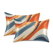 Yayeee Pillowcase King Size Set of 2 Satin Wrinkle Resistant Pillow Case, Beige Abstract Wavy