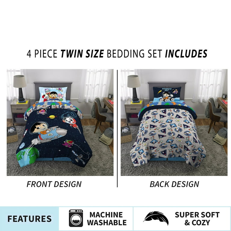 Ryan's World Kids Full Bed in a Bag, Comforter and Sheets, Blue,  Pocketwatch 