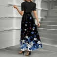 thumbnail image 4 of UoCefik Mother Of The Bride Dresses For Women Flowy Floral Short Sleeve Maxi Dress Tie Belted Elegant Ruffle Hem Plus Size Party Summer a Line Dresses Blue M, 4 of 4