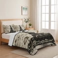 thumbnail image 5 of Quilts Queen Size Bedding Set, Paris Tower Lightweight Quilted Comforter, Vintage Words Beige Grey Soft Reversible Bedspread Coverlet with Pillow Covers for All Season, 90" x 96", 5 of 9