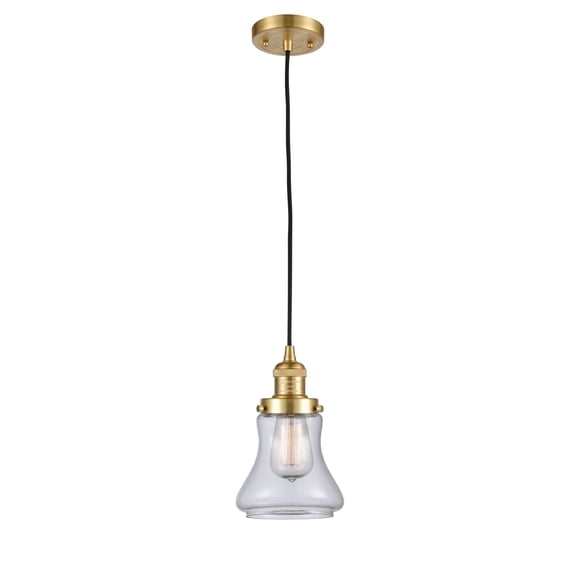 Innovations Lighting 201C-SG-G192 Bellmont-1 Light Mini Pendant in Industrial Style-6.5 Inches Wide by 10 Inches High   Satin Gold Finish with Clear Glass