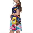 thumbnail image 2 of Lsque Space Robe Décontractée pour Femmes à Imprimé Beigne Coloré T-Shirt Été Manches Courtes Col Rond Robes Évasées, 2 of 6