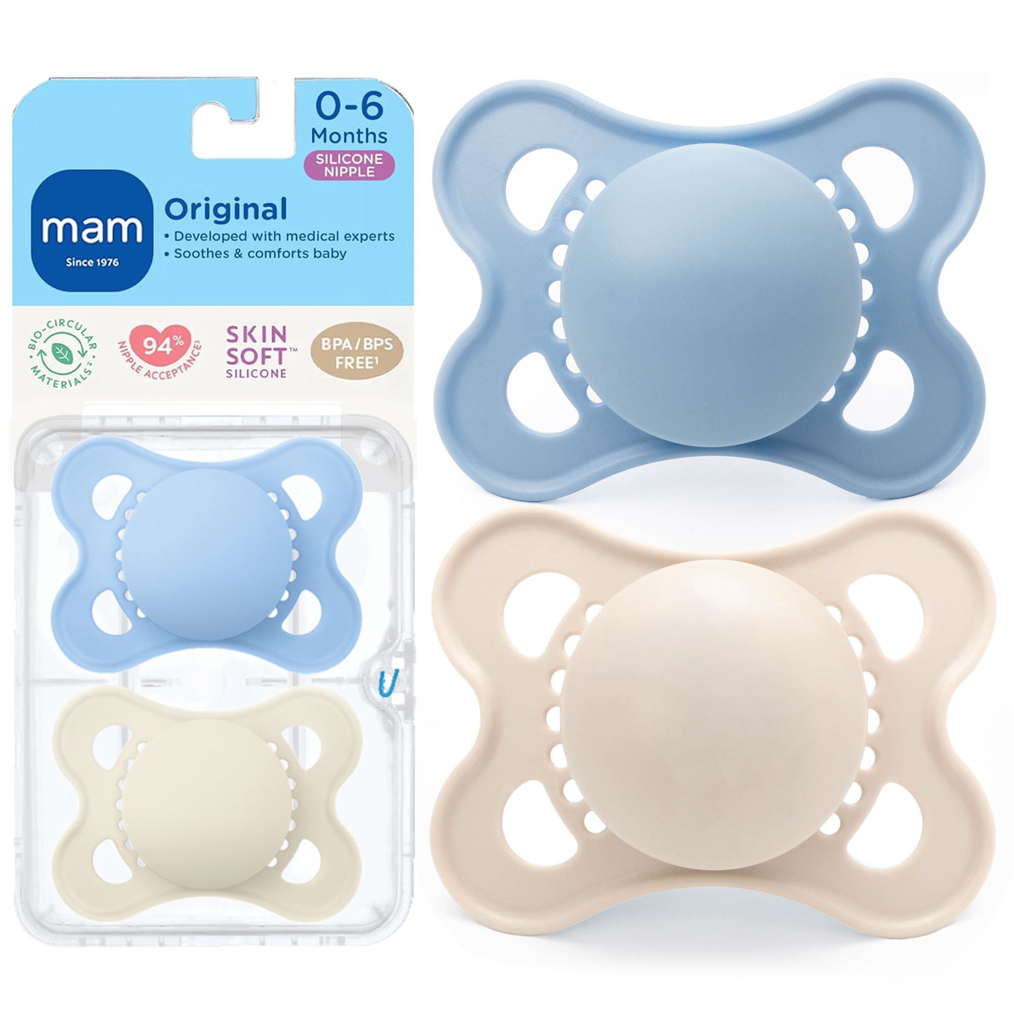 MAM Original Matte Pacifier, 0-6 Months, 2 Pack