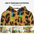thumbnail image 4 of Uemuo Golden Leopard Glitter Pattern Women's Hoodie with Eye-catching Drawstrings- Casual Pullover Hoodie with Kangaroo Pocket, Stylish Hooded Sweatshirt-Small, 4 of 7