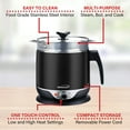 thumbnail image 3 of Brentwood Stainless Steel 1.9 Quart Cordless Electric Hot Pot Cooker and Food Steamer in Black, 3 of 10