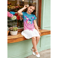 thumbnail image 4 of Lanbubble Girls Graphic T-Shirt Tie Dye Kids Short Sleeve Tee Shirt Tie Front Tops 7-12 Years, 4 of 7