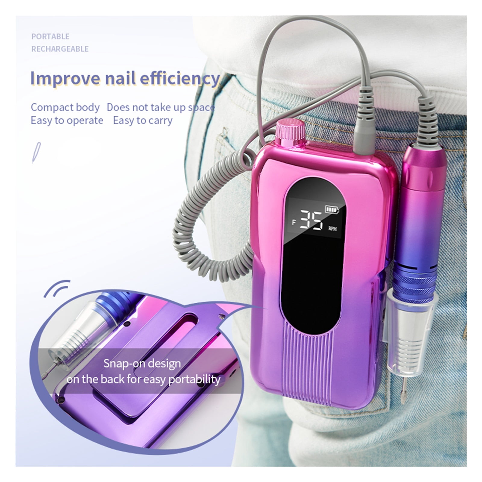 35000RPM Electric Nail Drill Manicure Machine For Polisher Pedicure Professional Nail Lathe Drilling Machine With Tool Kit ,Low Noise