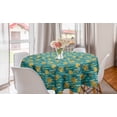 thumbnail image 1 of Floral Round Tablecloth, Tulip Flowers on Wavy Background, Circle Table Cloth Cover for Dining Room Kitchen Decor, 60", Teal Earth Yellow, by Ambesonne, 1 of 2