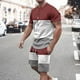 thumbnail image 2 of Camisetas Casuales Cuello Redondo Manga Corta Color Bloqueado Superior, Pantalones Cortos a Juego para Deportes Y Diarios, 2 of 7