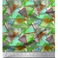 thumbnail image 1 of Soimoi Green Rayon Crepe Fabric Triangle & Brush Stroke Abstract Printed Fabric 1 Yard 46 Inch Wide, 1 of 3