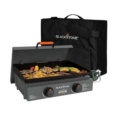 Blackstone 2-Burner Smoky Mountain Gray 22" Adventure Ready Tabletop Griddle Bundle