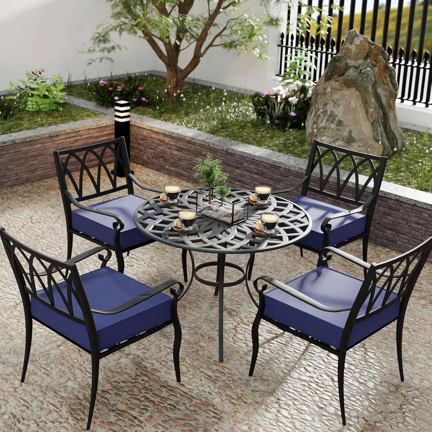 22 x 22 x5" Outdoor Chair Cushions Set of 2, Waterproof Outdoor Seat Cushions for Patio Furniture, Patio Chair Cushions with Handle and Ties, Square Outdoor Chair Pads,