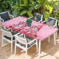 thumbnail image 2 of Valentine's Day Table Cloths for 6 Foot Rectangle Tables, Ombre Pink Gnomes Love Roses Romantic Patio Waterproof Elastic Fitted Tablecloths, Washable Rectangular Table Cover for Camping, 2 of 8