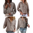 thumbnail image 6 of DOKOTOO Blouses for Women Plaid Button Down Ruffle V Neck Tunic Tops Casual Puff Long Sleeve Gingham Shirts S-2XL, 6 of 8