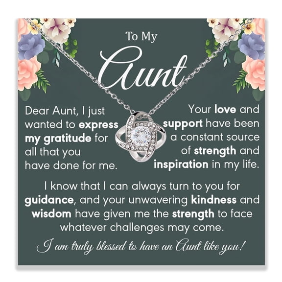 To My Aunt Necklace For Birthday, Aunt Appreciation Necklace #1116, White Love Knot Necklace