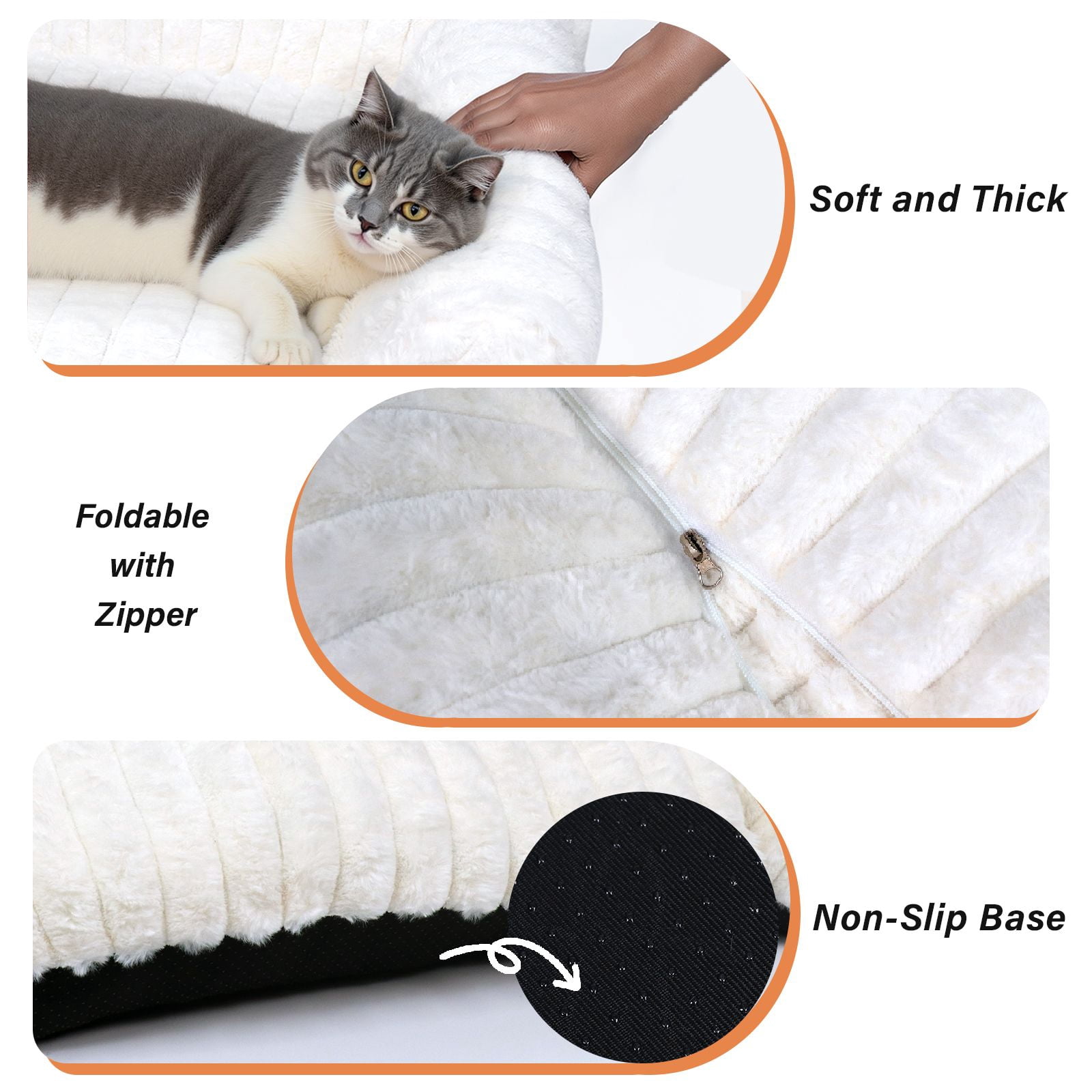 WATANIYA Sofa Couch Bed with Washable Cushion for Cosy Soft Small Dog and Cat,Cream White
