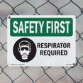 thumbnail image 4 of Respirator Required With Symbol OSHA SAFETY FIRST Rigid Plastic Sign 14 Inch x 10 Inch - 10 Pack, 4 of 8