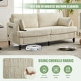 thumbnail image 6 of 68" Wide Mid-Century Modern Loveseat Sofa Couch with Wood Legs & Storage Bag, 2 Seater Sofa Couches with LED Light, USB Charging Port, for Living Room, Dorm, Bedroom, Apartment, Beige, 6 of 9